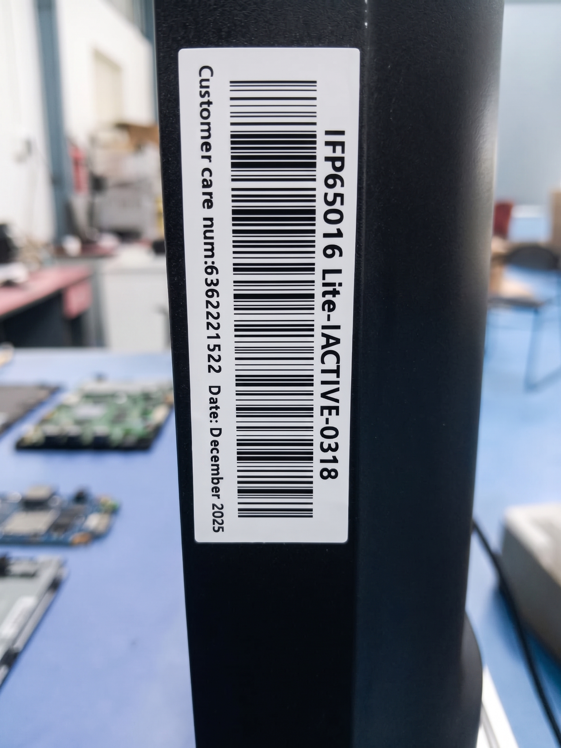 iActive IFP Panel Serial Number Sticker Location
